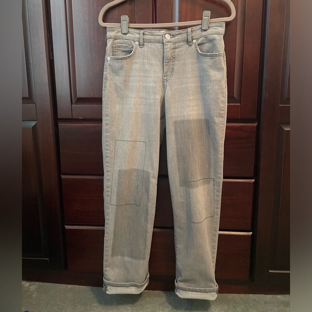 Gray Shadow Patch Straight Leg Boyfriend Jeans - image 5